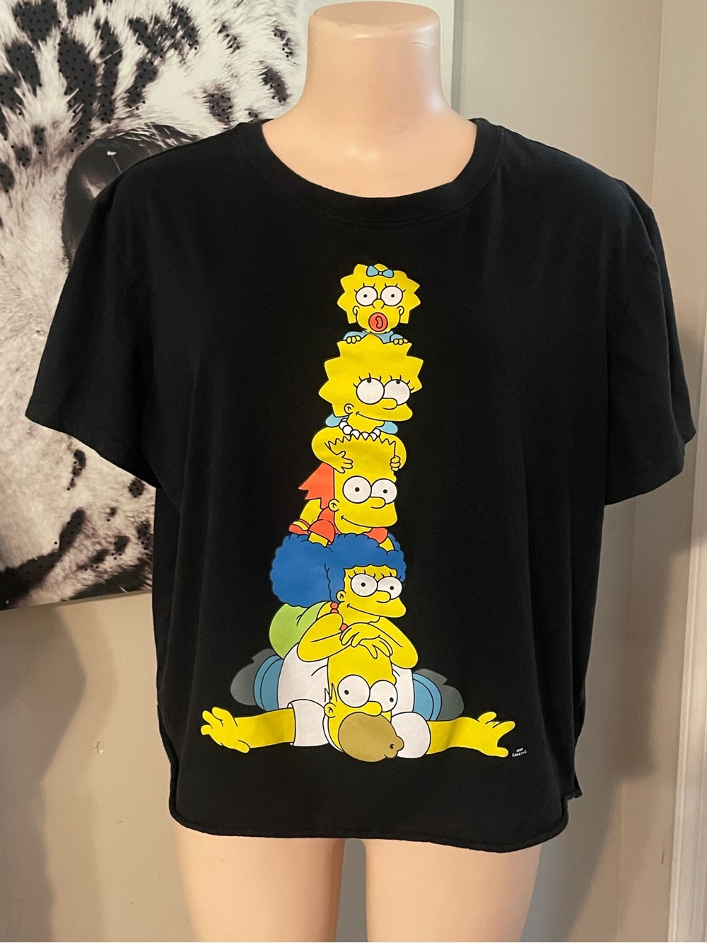 The Simpsons Family Y2K Graphic Stack Black Graphic Tee 1XL grunge streetwear
